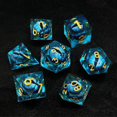 Dragon's Eye Resin Quicksand Dice Set Purple Green Halloween Props