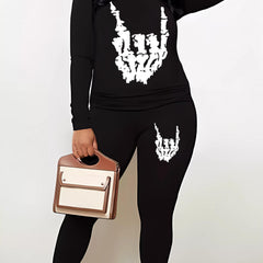  Skull Print Top & Leggings 2 Piece Set