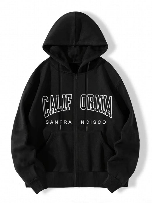 Letter Graphic Hooded Sports Sweatshirt for Women