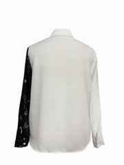  Colorblock Galaxy Print Long Sleeve Button Up Shirt