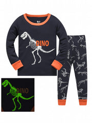 Boys Dinosaur Print Pajamas Set Cozy Long Sleeve Homewear