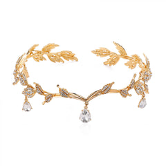 Golden Leaf Headband Rhinestone Hair Hoop Vintage Accessories