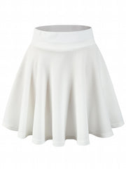 Kpop Solid High Waist Skater Skirts Casual Pleated Comfy Mini Skirts