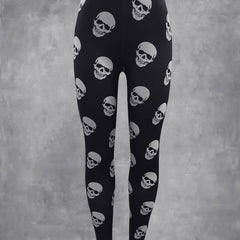 Skull Print Skinny Leggings Gothic Stretchy Leggings