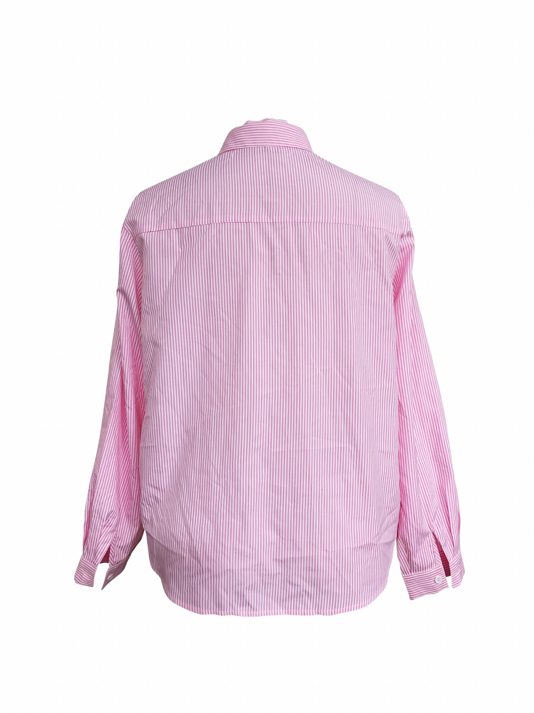  Stripe Print Long Sleeve Button Up Shirt Top