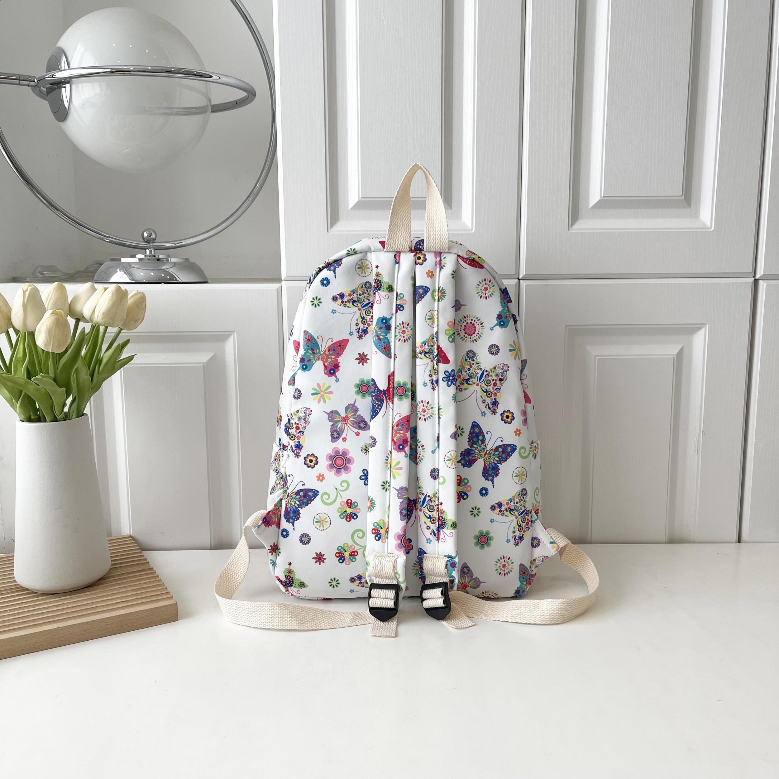 Butterfly Print Large Capacity Backpack