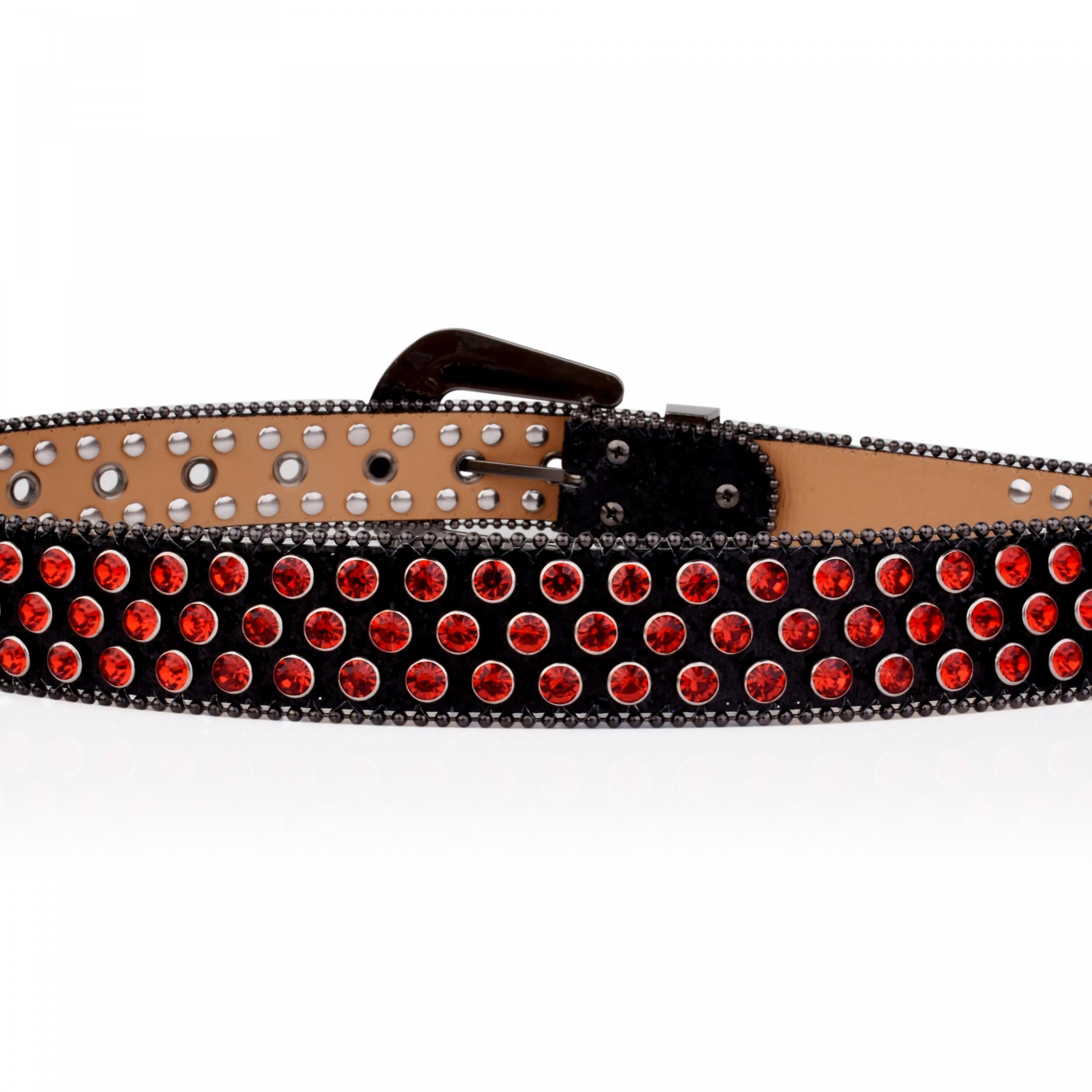 Red Rhinestone Punk PU Belt Hip Hop Sparkling Cowboy Cowgirl Belts