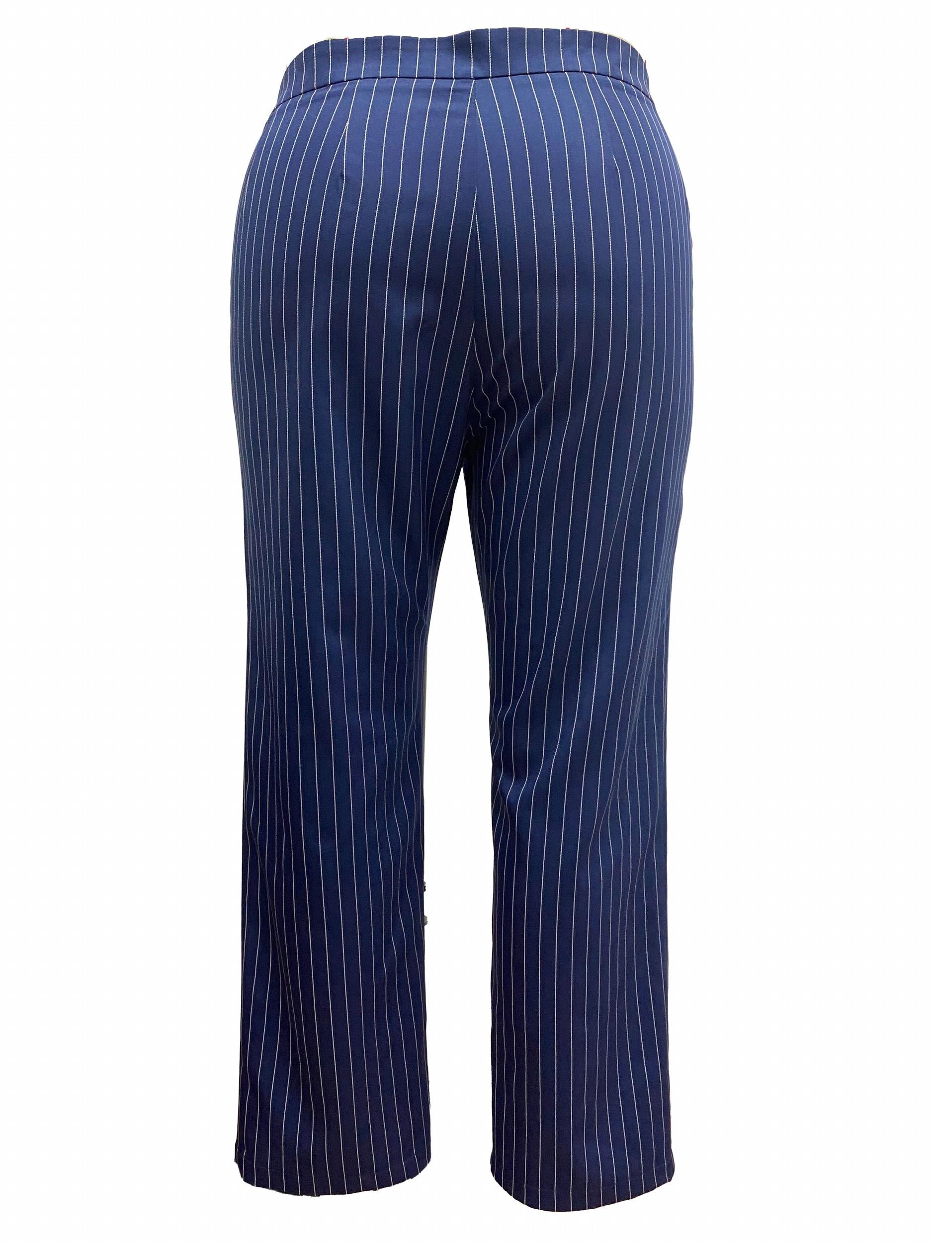  Stripe Print High Rise Straight Leg Trousers