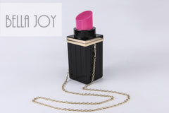 Red/Pink Lipstick Acrylic Blocks Dinner Makeup Shoulder Strap