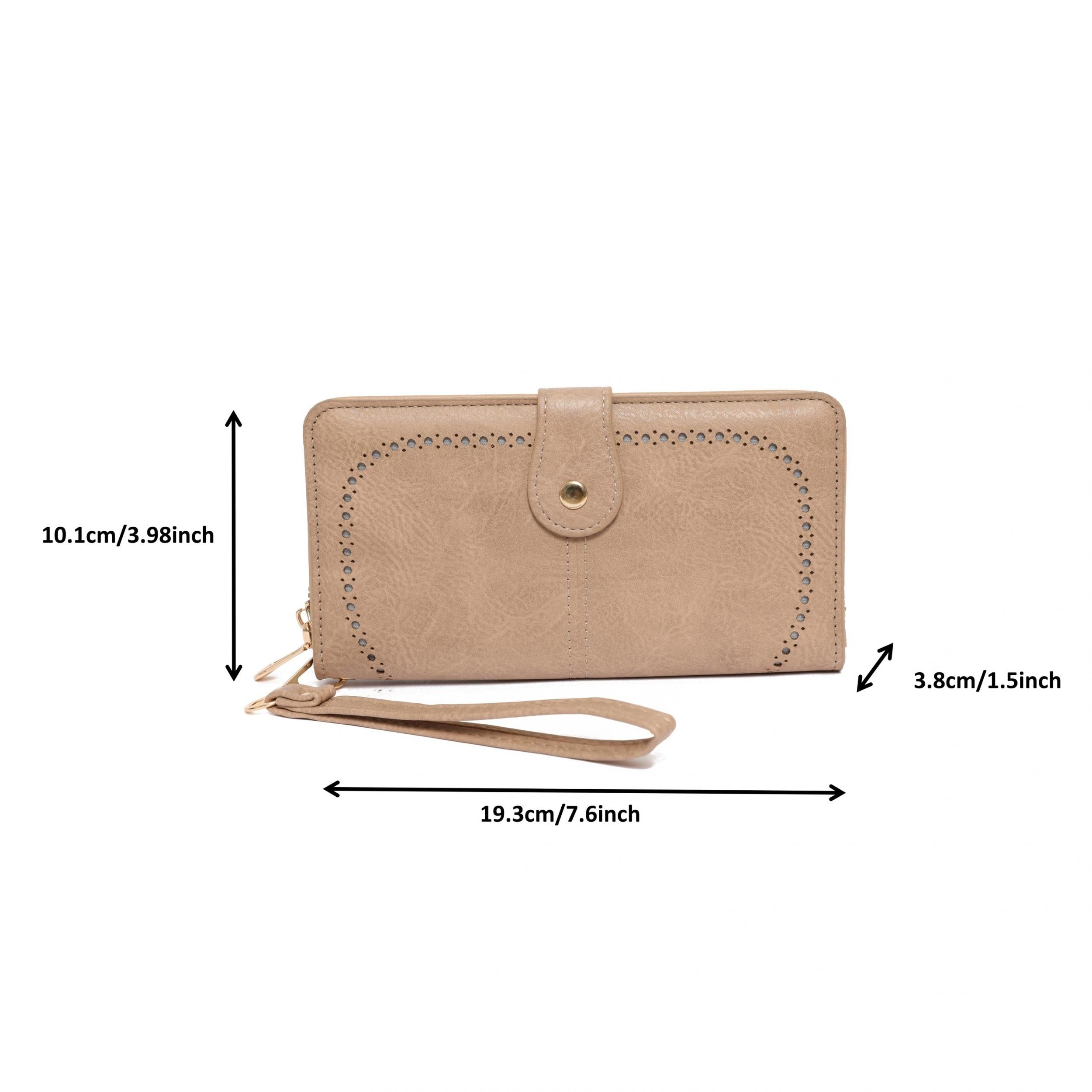 Minimalist Hollow Long Wallet Solid Coin Purse Zipper Around Card Case