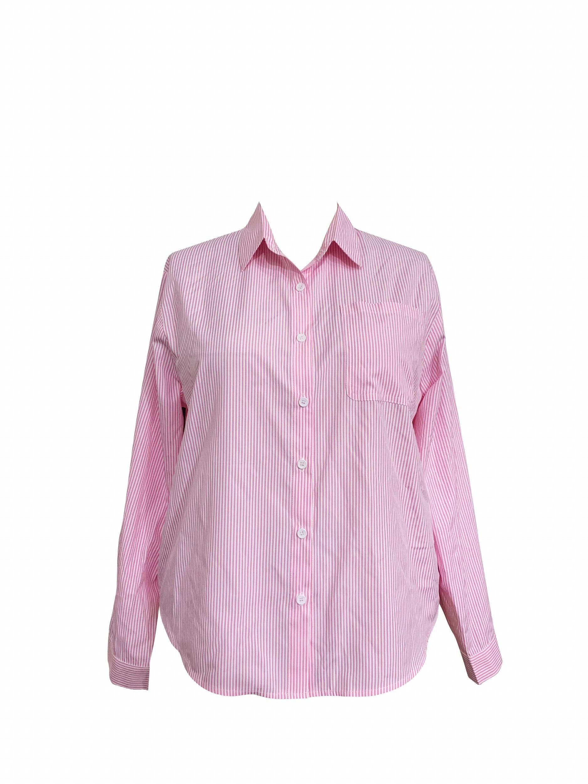  Stripe Print Long Sleeve Button Up Shirt Top