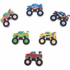 6pcs Trucks Racing Pattern Charms For Clogs PVC Shoes Decorative Accessories