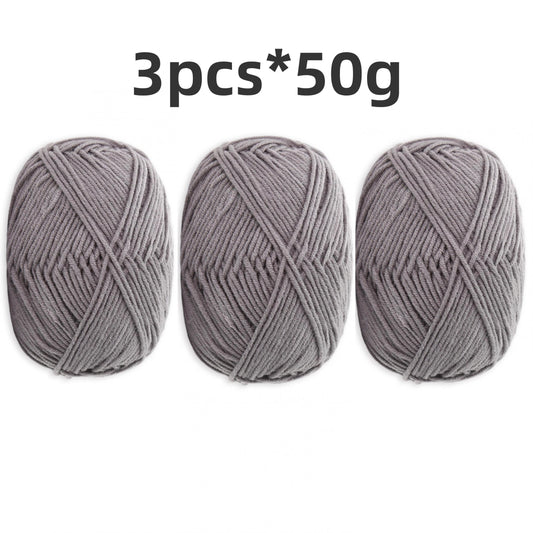 3pcs Beginner Crochet Yarn 100 4 Layers Acrylic Cotton Soft Yarn 50g