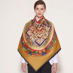Tibetan Style Silk Scarf 140x140cm Soft & Durable Belt for Suits Shirts