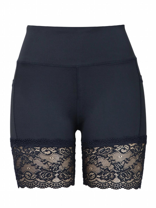 Women's Lace Decor Yoga Running Shorts Butt Lifting Slim Stretchy