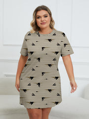  Cat & Stripe Print Tee Nightdress