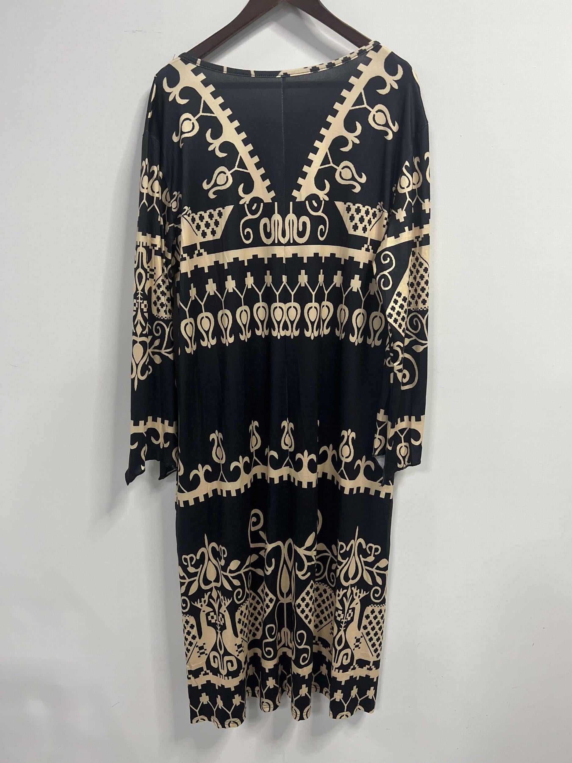  Boho Dress Women's Plus Tribal Print Button Decor Dress