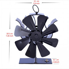 Fireplace Fan 8 Blades with Base Thermometer