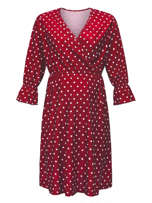 Polka Dot Ruffle Sleeve Maternity Dress