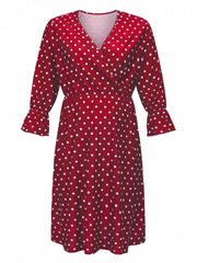 Polka Dot Ruffle Sleeve Maternity Dress