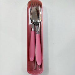 3pcs Stainless Steel Tableware Spork Chopsticks Set with Storage Box