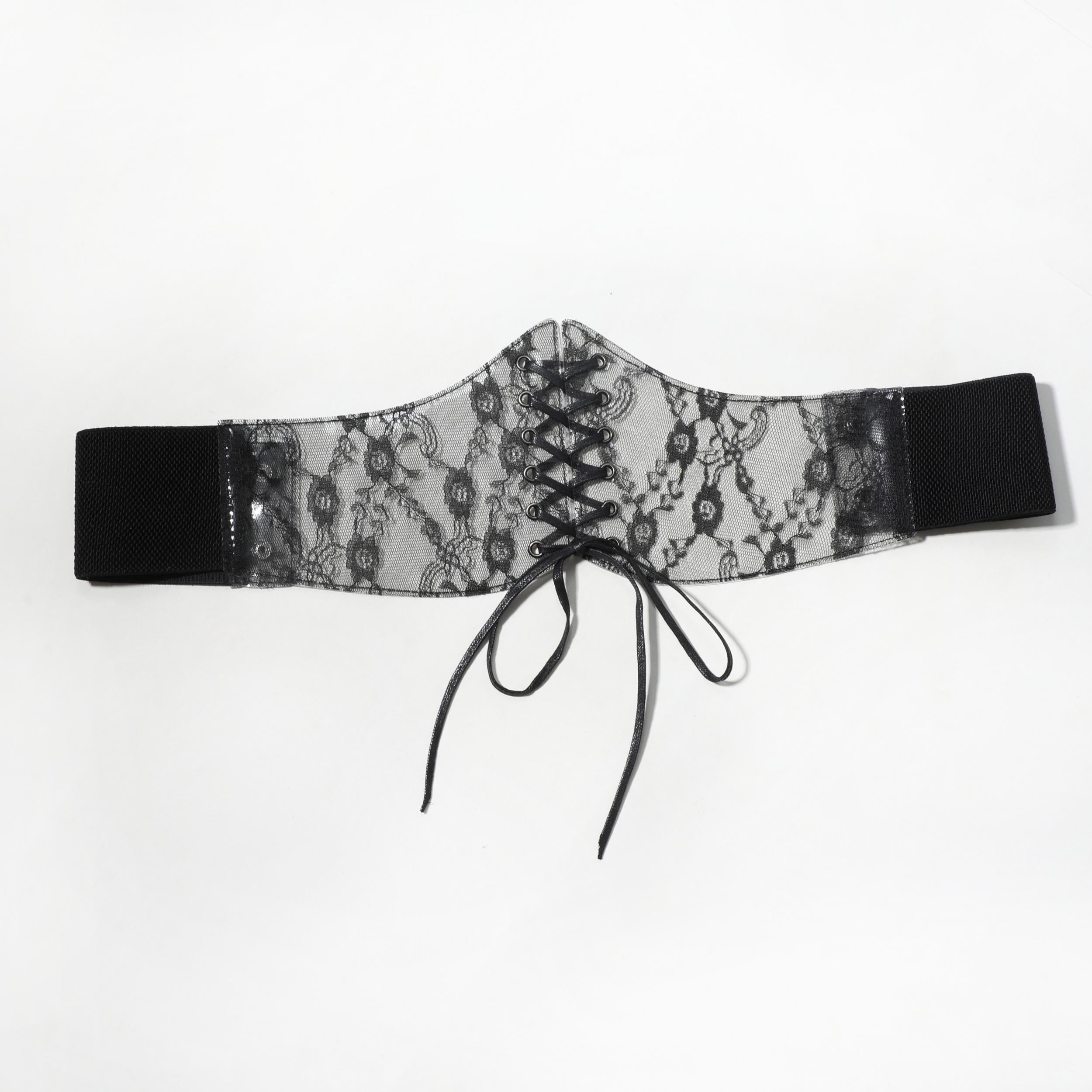 Lace Up Corset Belt Lace Floral Wide Waistband