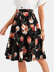 Floral Print High Waist Skirt for Women