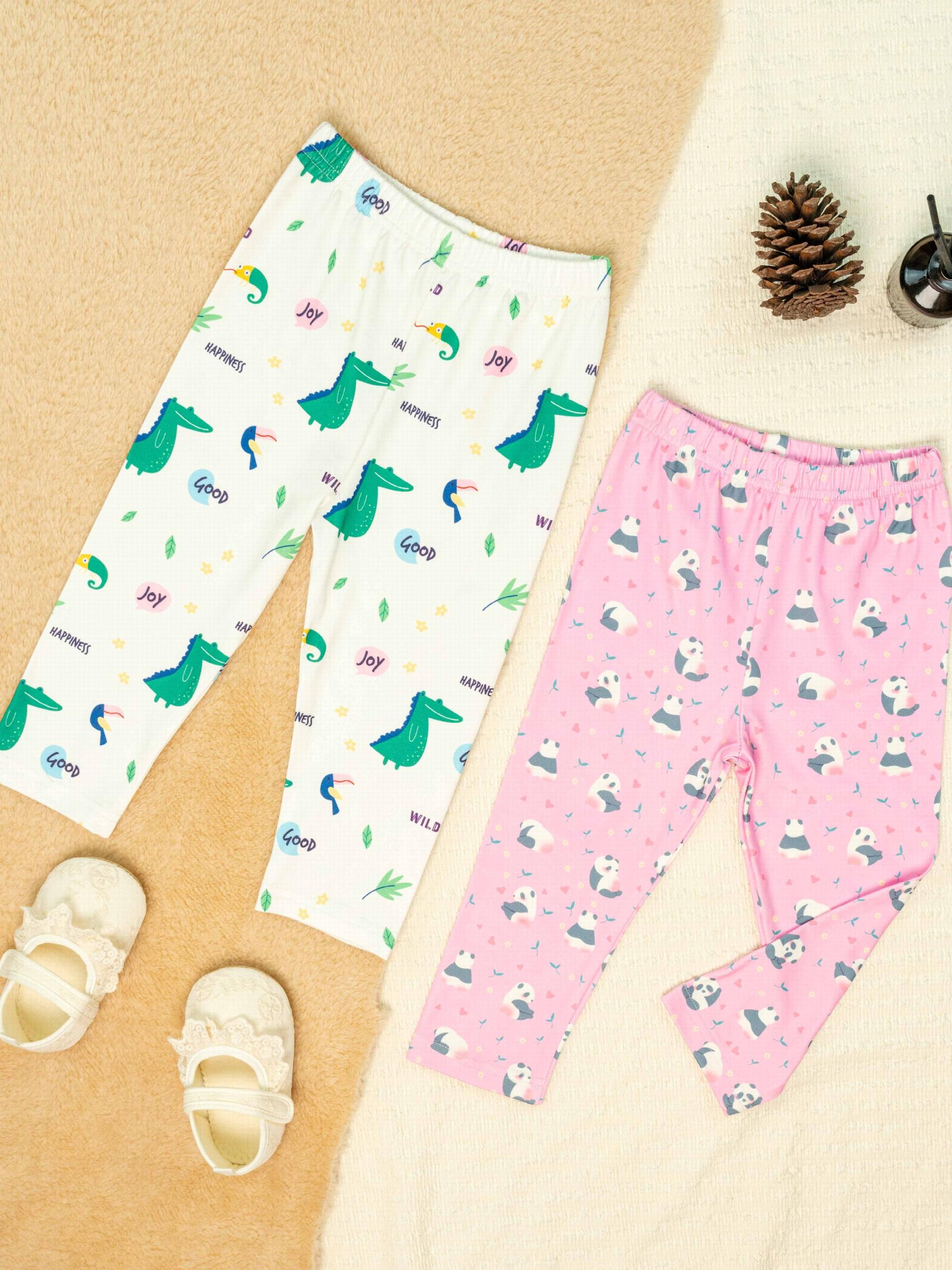 2pcs Toddler Baby Girls Cartoon Leggings Soft Ankle Tight Pants
