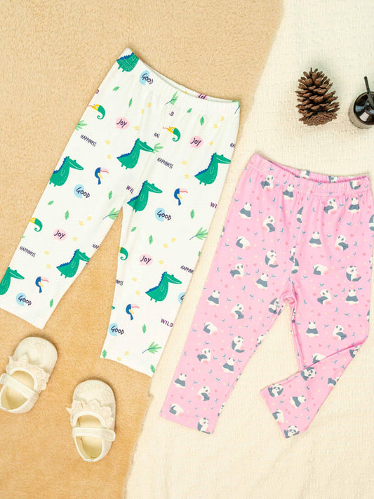 2pcs Toddler Baby Girls Cartoon Leggings Soft Ankle Tight Pants