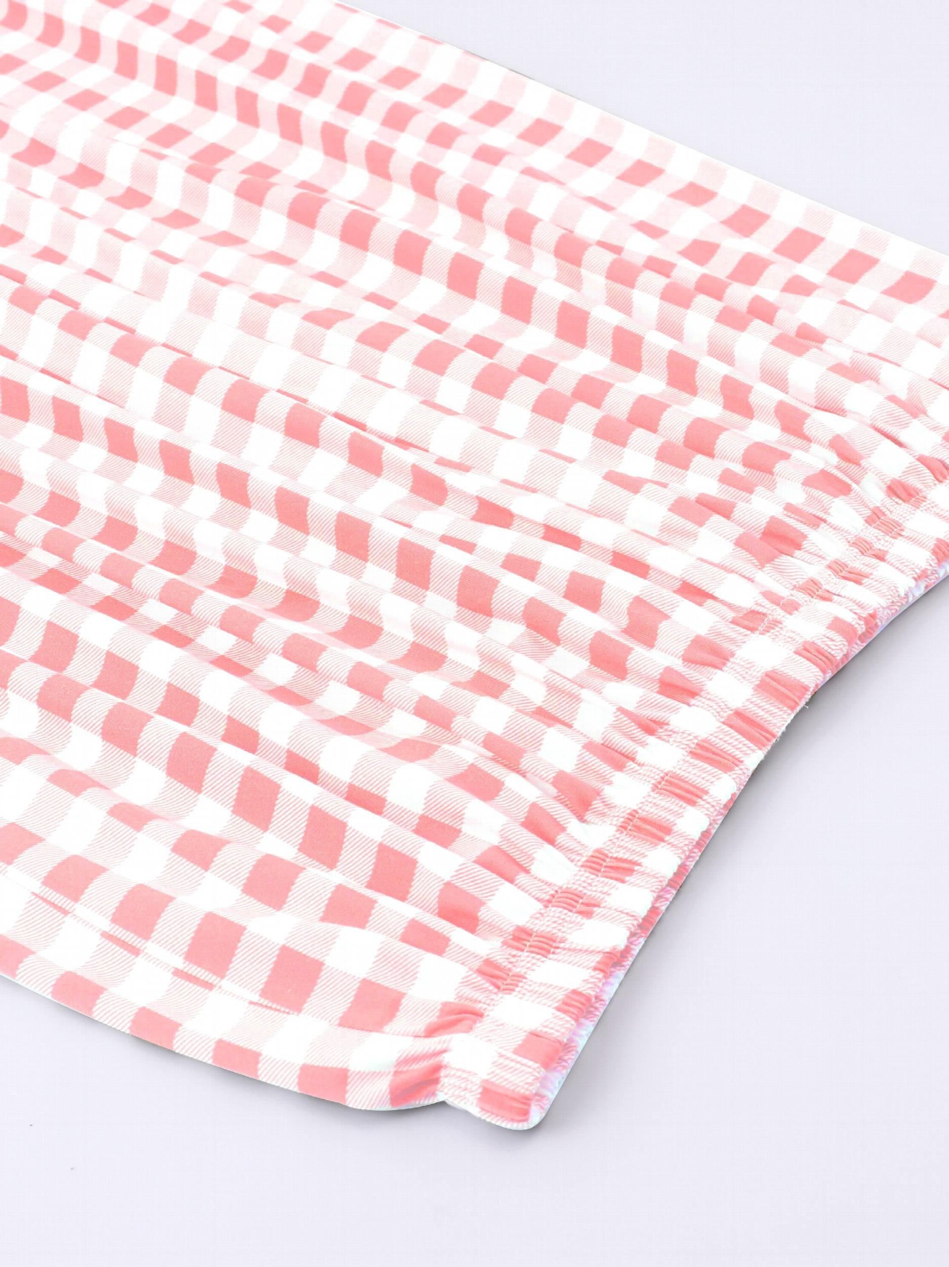  Casual Pajamas Set Long Sleeve Tee & Plaid Pants Loungewear 2pcs