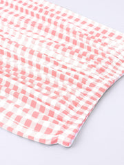  Casual Pajamas Set Long Sleeve Tee & Plaid Pants Loungewear 2pcs