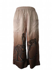 Cowboy Print Wide Leg Trousers with Pockets