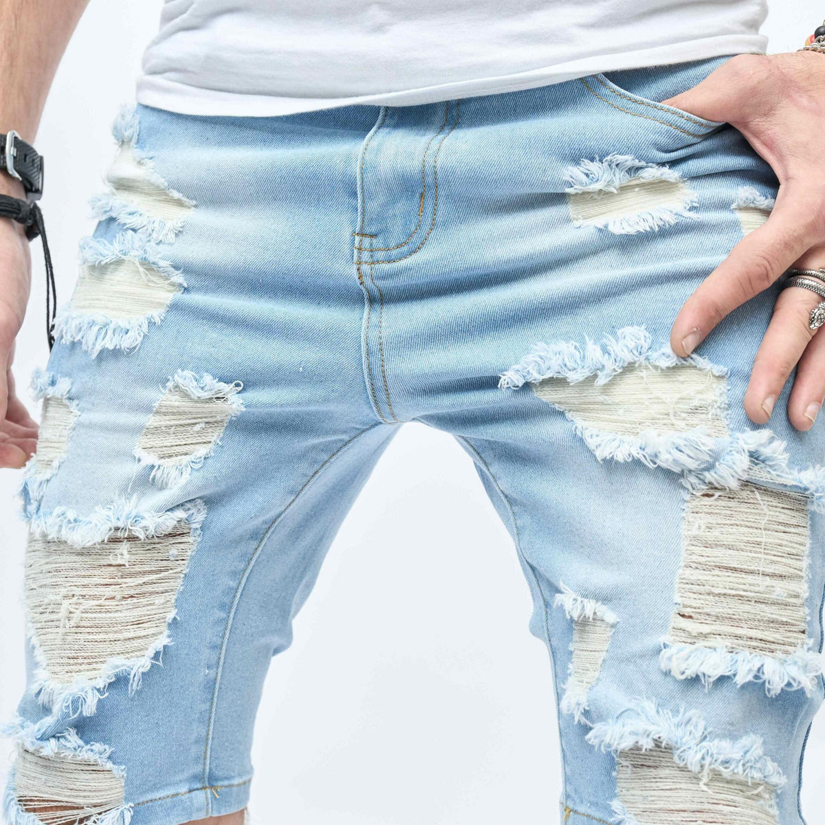 Men's Ripped Denim Shorts Casual Street Style Distressed Denim Summer Shorts