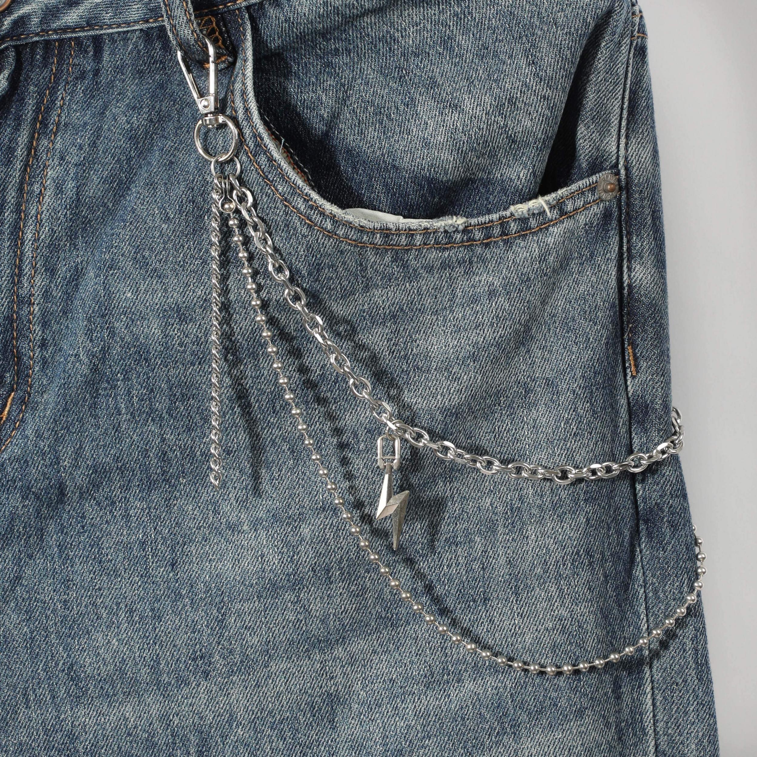 Men's Lightning Necklace Pants Chain with Beads