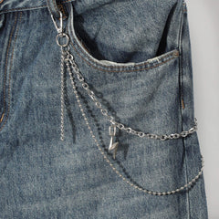 Men's Lightning Necklace Pants Chain with Beads