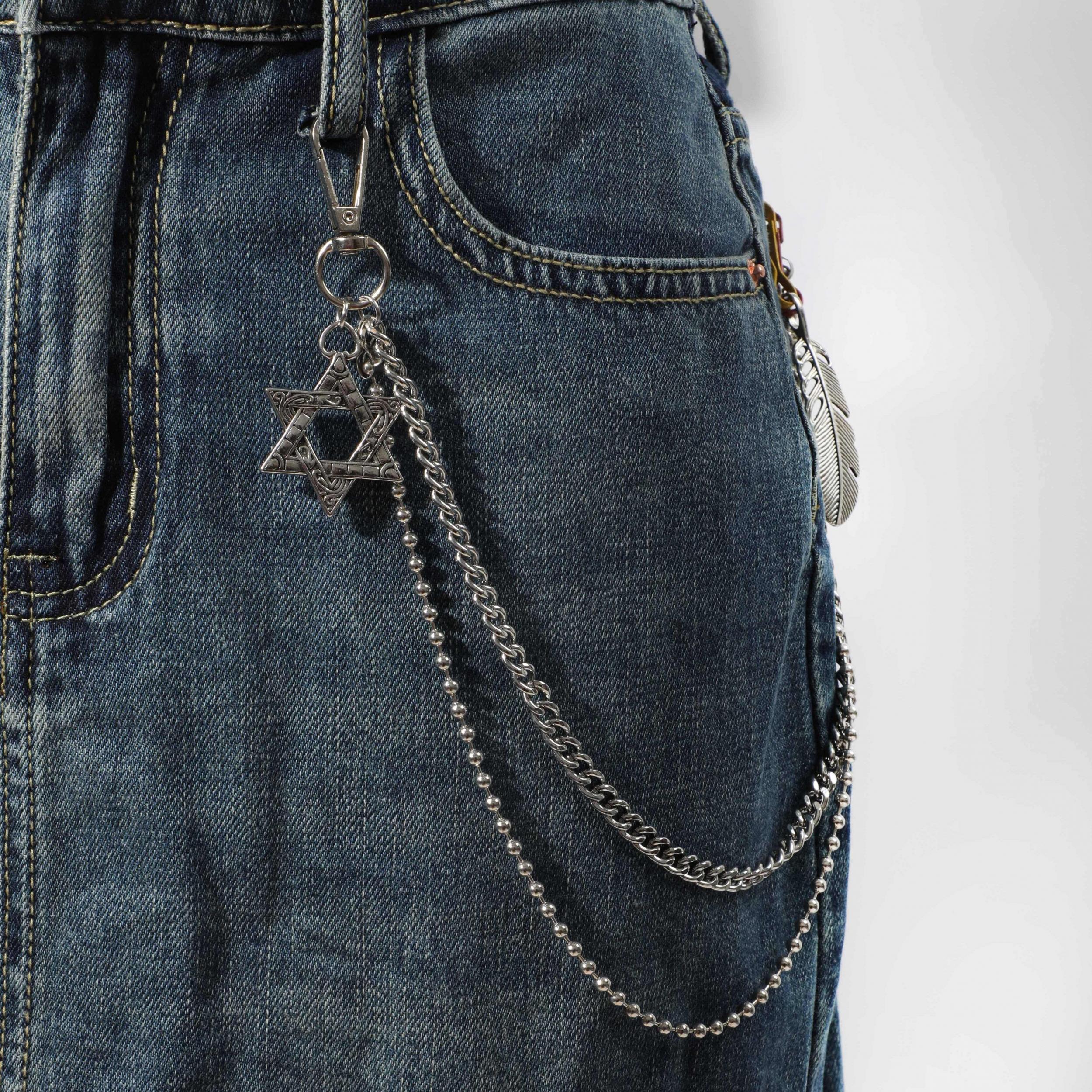 Men's Six Pointed Star Leaf Pants Chain