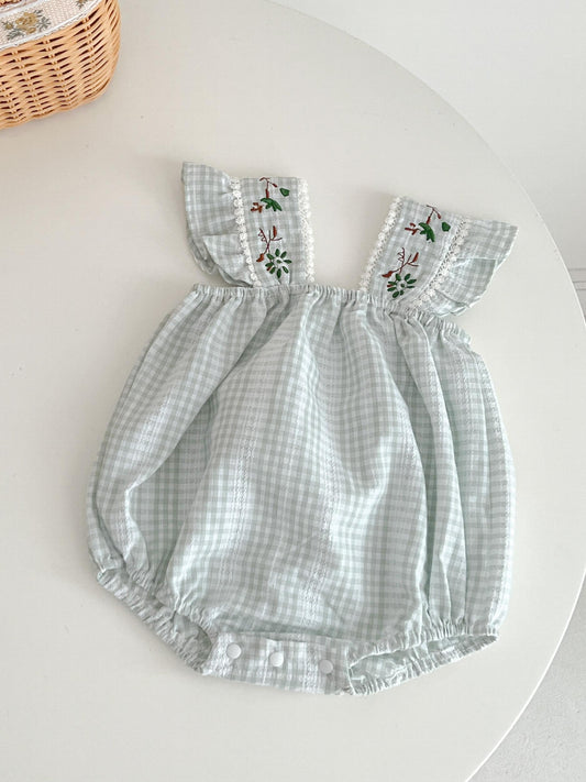 Plaid Sleeveless Onesie for Baby Girls