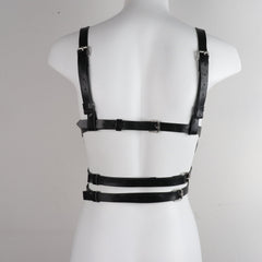 Punk Rivet Caged Bra Harness PU Leather Body Harness