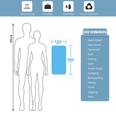 Microfiber Quick Drying Towel 12x24 Inch Soft & Absorbent
