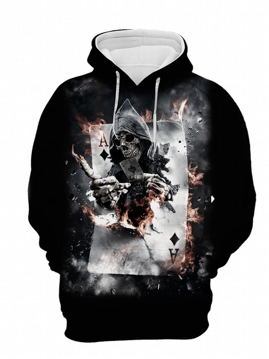 Men's Casual Skull Pattern Hoodie Hooded Sweatshirt