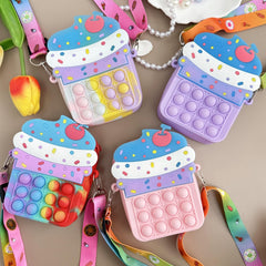 Girls Silicone Messenger Bag Coin Purse Children's Pop Fidget Toy Bag