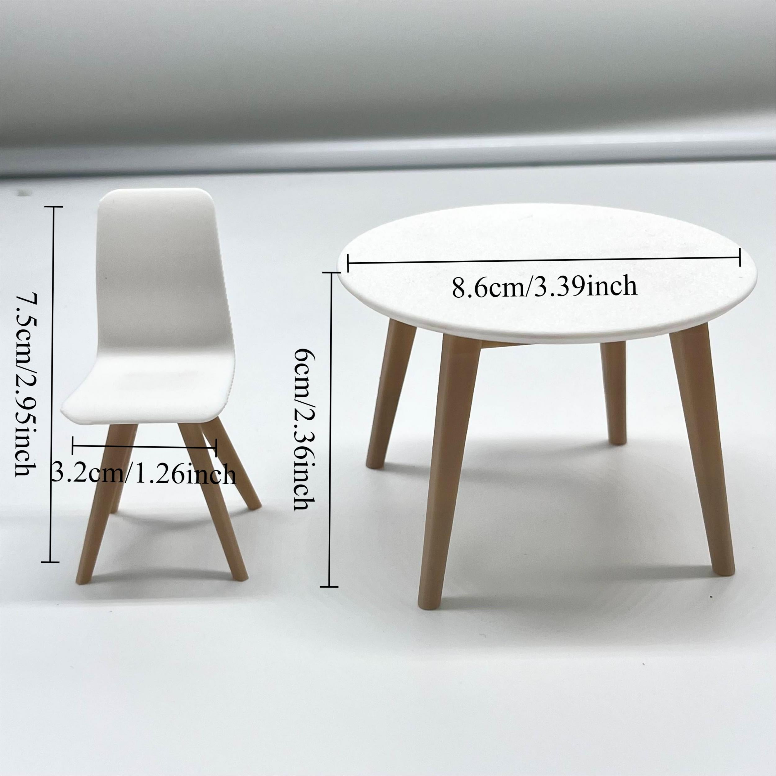 1:12 Scale Dollhouse Set: Mini Table with 4 Chairs