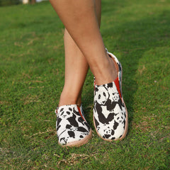 Women's Panda Print Canvas Slip-On Flat Shoes