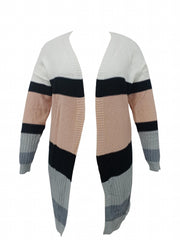  Colorblock Open Front Cardigan