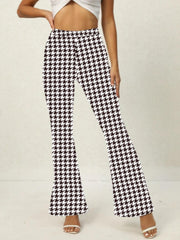  Houndstooth Flared Leg Trousers