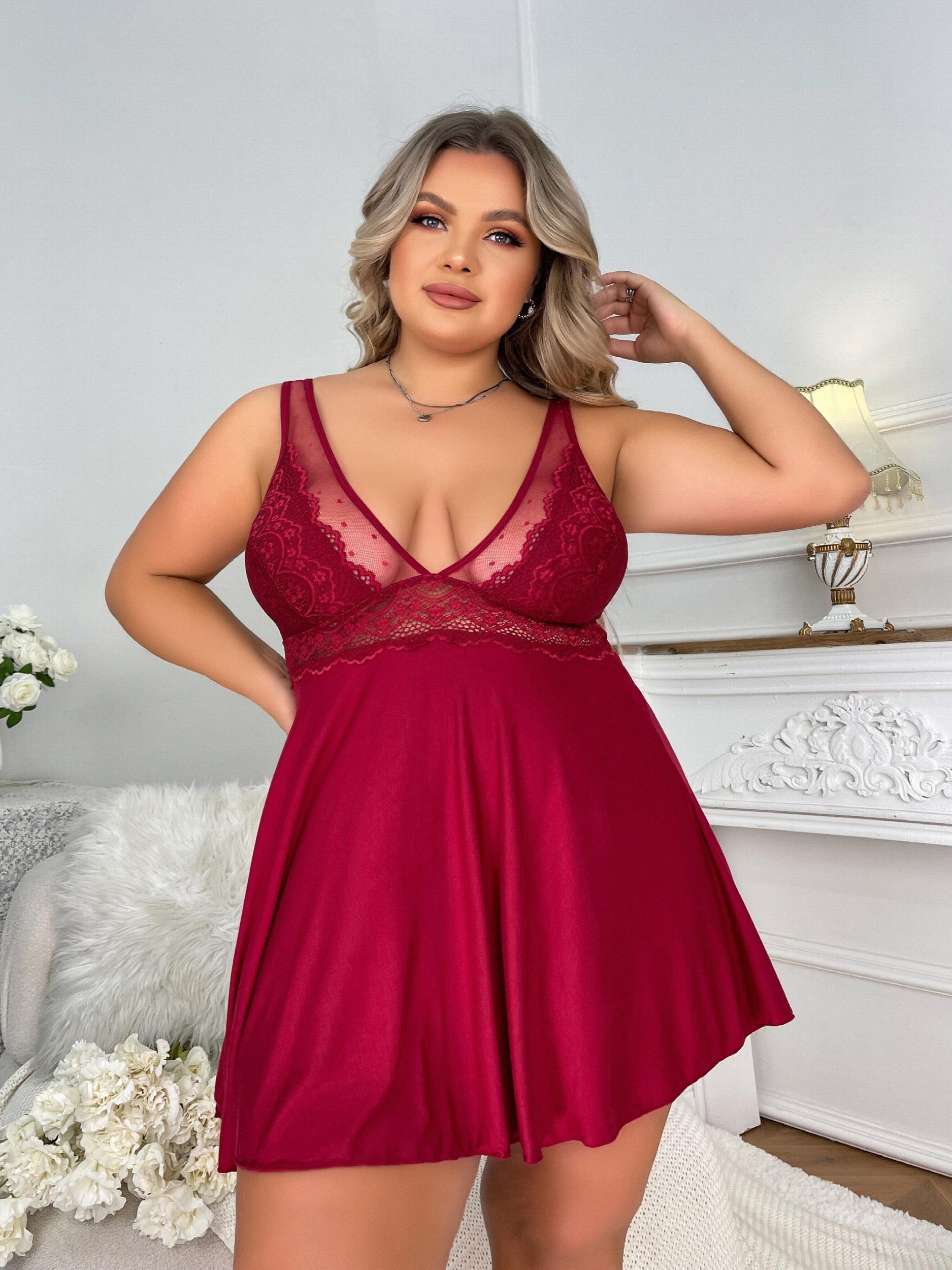  Sexy Nightdress Deep V Neck Sleep Tank Dress