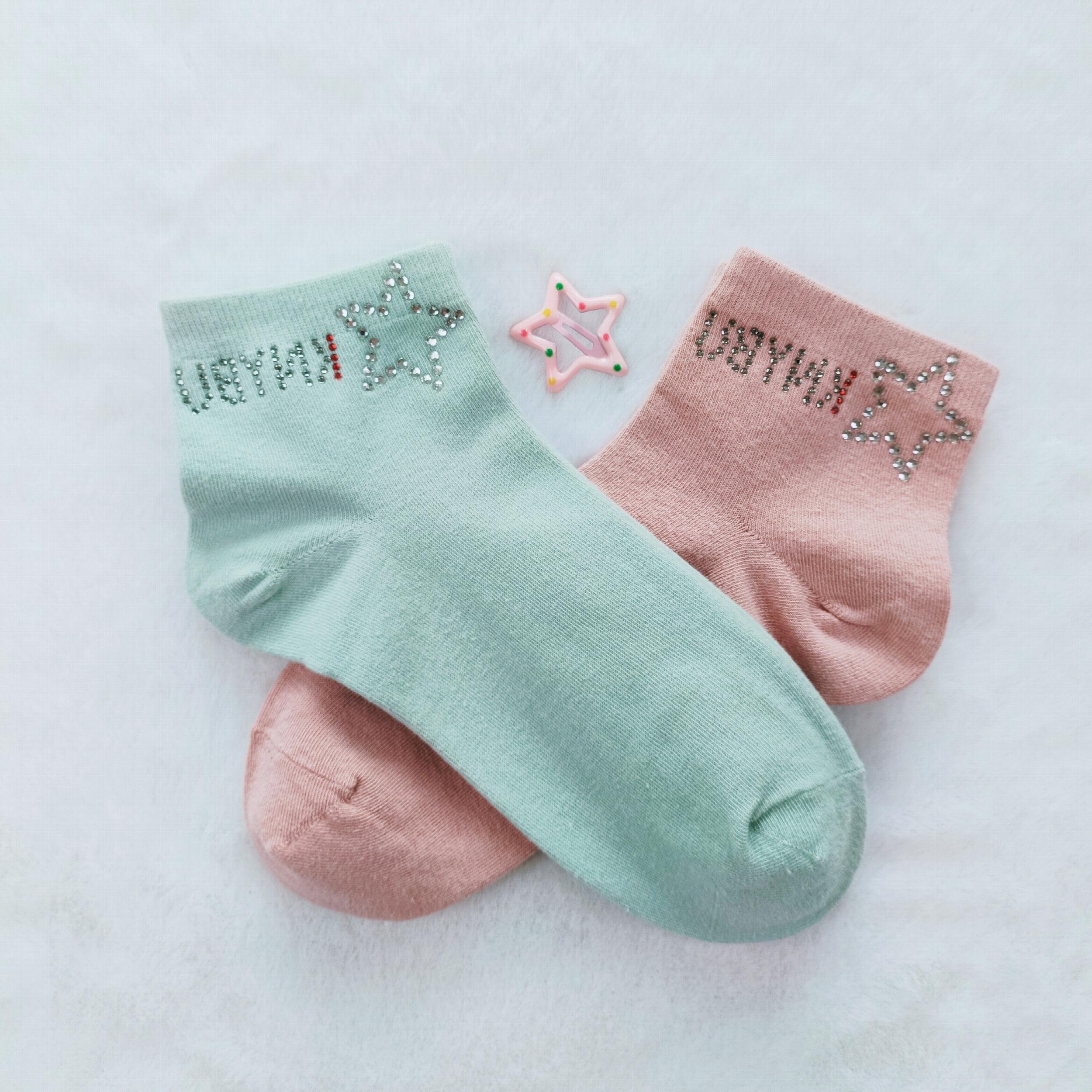 Star & Letter Rhinestone Crew Socks for Women