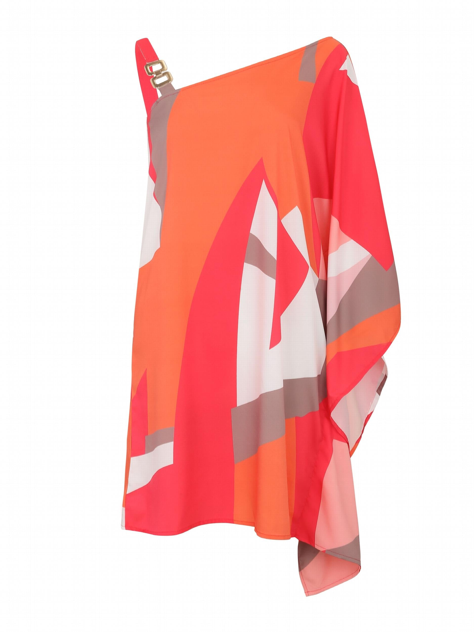 Floral Print Asymmetrical Dress Chain Mini Dress Women's Clothing