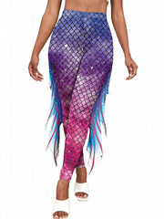 Fish Scale Print Leggings With Fins High Waist Bodycon Leggings
