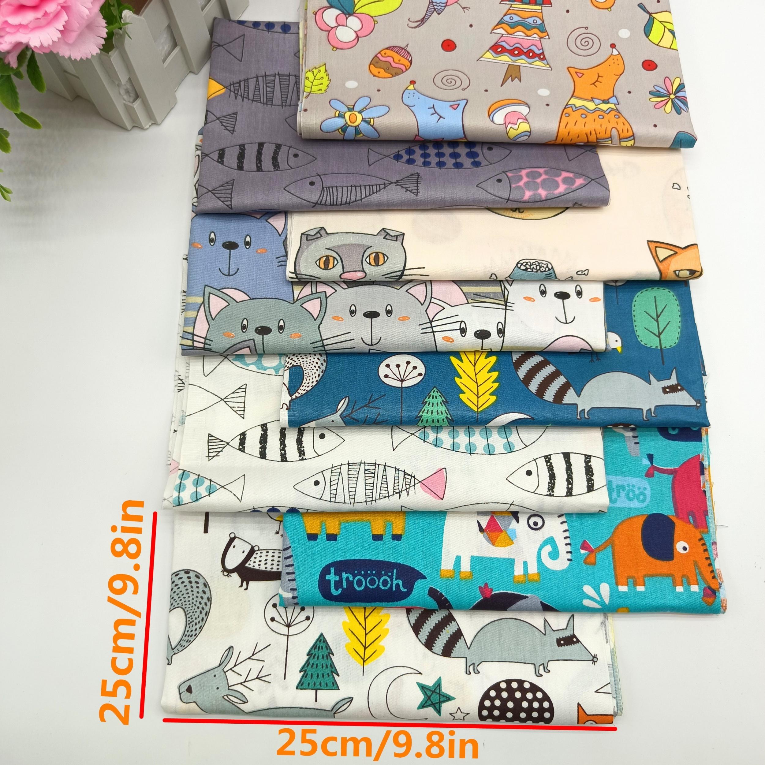 8pcs Cartoon Pattern Twill Cotton Fabric Precut DIY Sewing Bed Sheet Doll Cloth